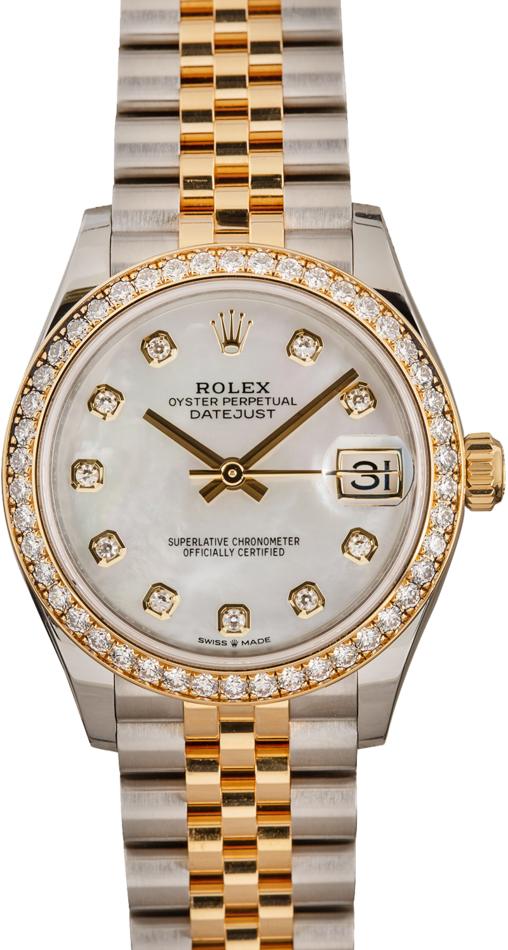 Rolex Datejust Pre-Owned Ladies Diamond 278383 31MM Steel & 18k Gold, B&P (2019)